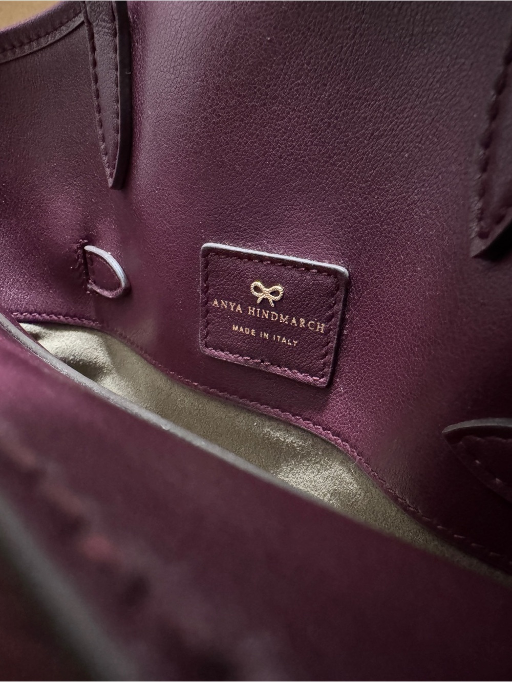 Anya Hindmarch Plum Leather Structured Top-Handle Satchel - Picture 3 of 16